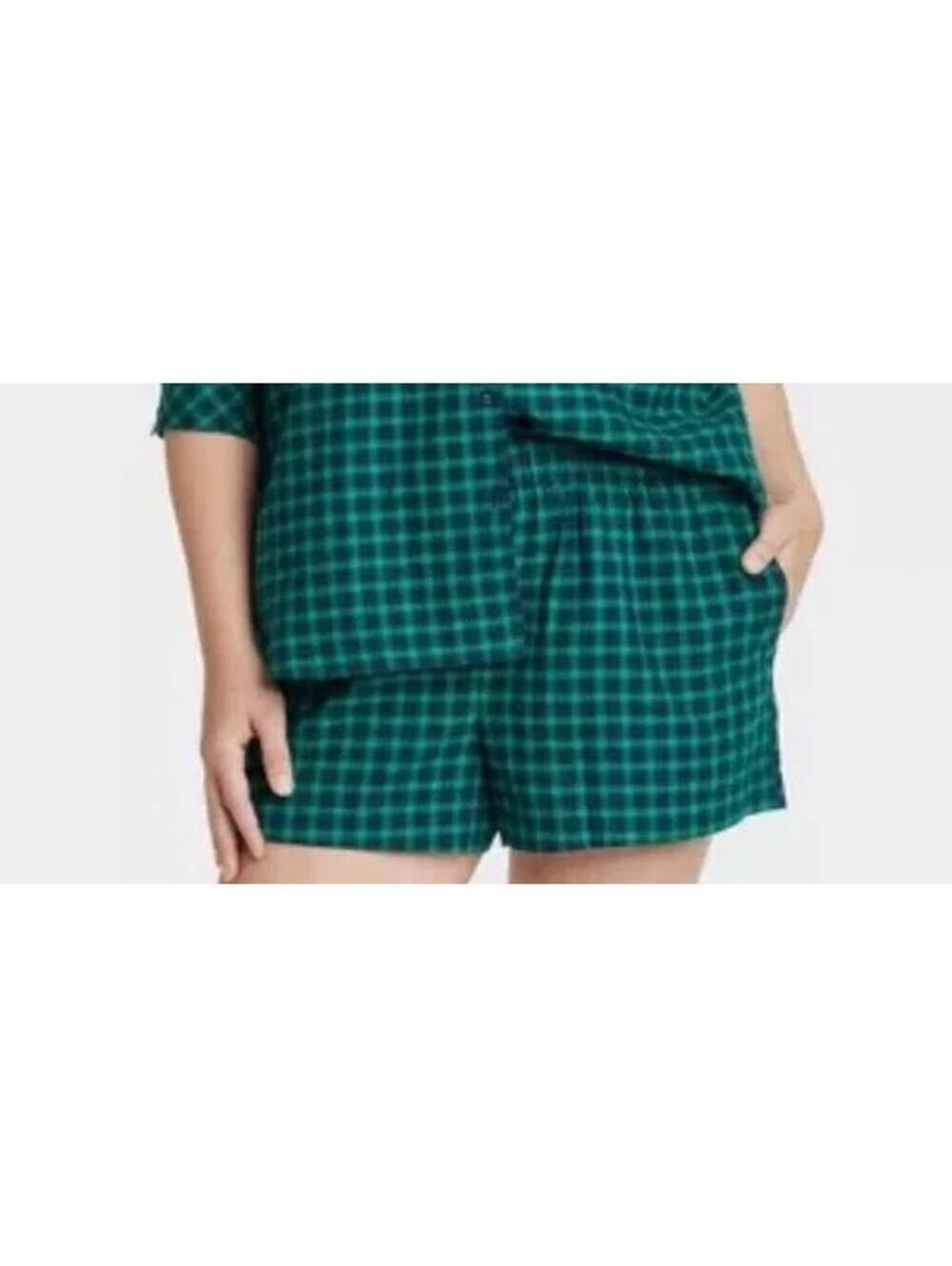 Auden NWT Women's Green Plaid Flannel Pajama Shorts Size XS